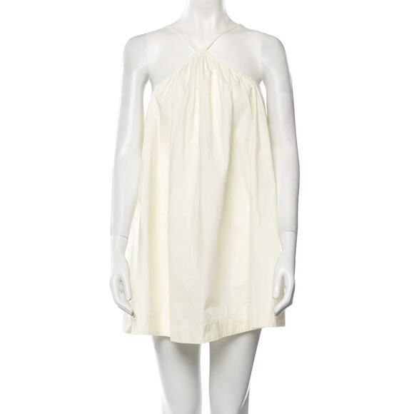 NWT Bondi Born Sardinia Mini Dress Pearl XS 100% Japanese Cotton Halterneck Tent - Picture 1 of 16